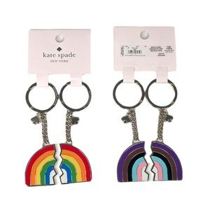 Kate Spade Friendship Pride Double Sided Key Chains Rainbow Silver Tone